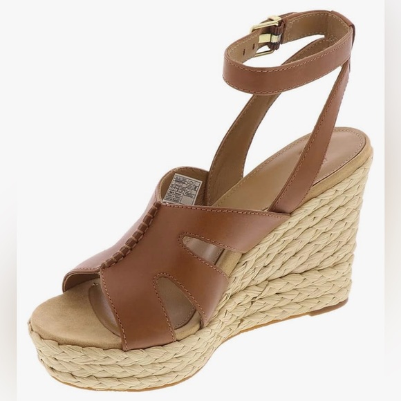 UGG Women's Careena Chestnut Leather Wedge Sandals - Picture 3 of 6